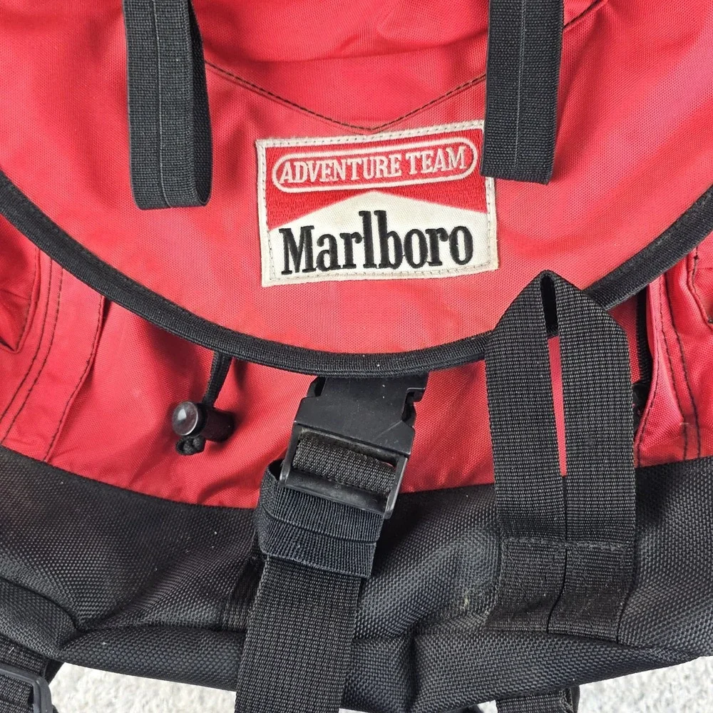 Vintage Marlboro Adventure Team Gear Large Camping Hiking Red Backpack Rucksack